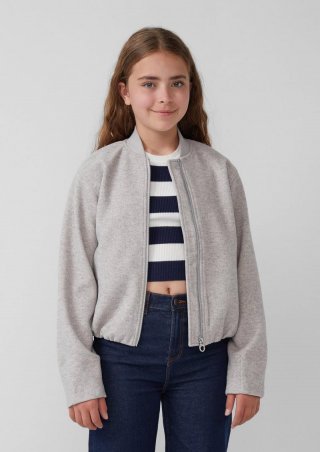 s.Oliver Loose-Fit-Collegejacke in Wolloptik - schiefergrau