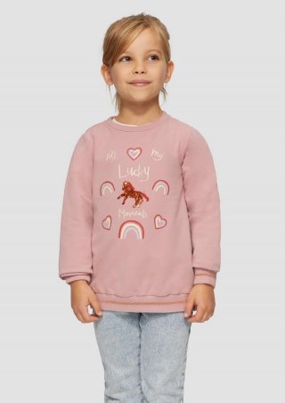 s.Oliver Weiches Sweatshirt mit Glitzer- und Pailletendetails - zartrosa