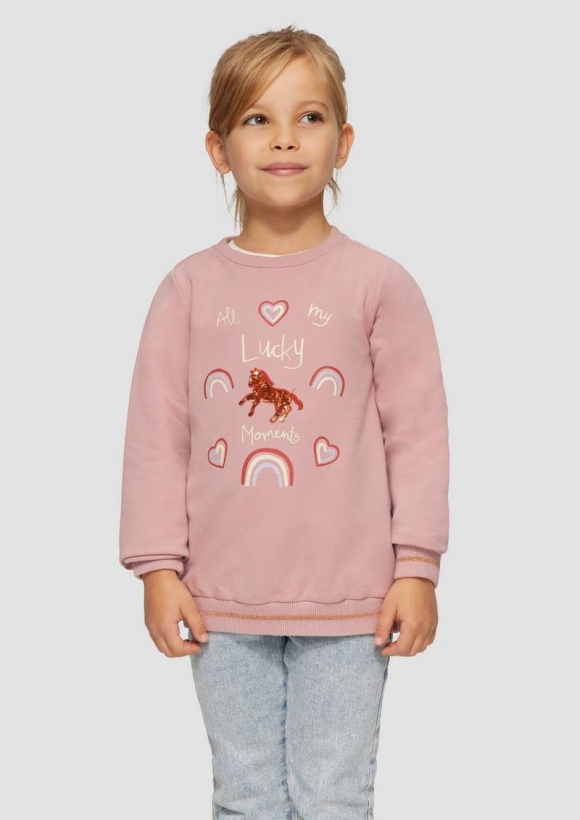 s.Oliver Weiches Sweatshirt mit Glitzer- und Pailletendetails - zartrosa