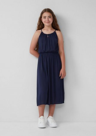 s.Oliver Trägerkleid in Midilänge aus crinkled Viskose - navy