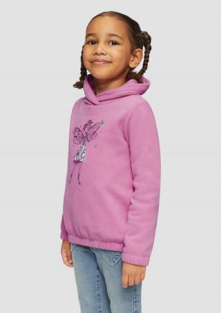 s.Oliver Wärmendes Sweatshirt mit Schalkragen und Glitzer-Artwork - pink