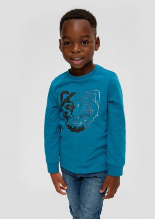 s.Oliver Longsleeve mit Grafikprint - azurblau