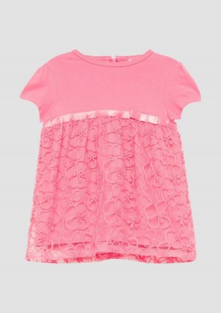 s.Oliver Ausgestelltes Kleid mit Puffärmeln und floralem Muster - pink