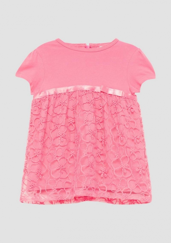 s.Oliver Ausgestelltes Kleid mit Puffärmeln und floralem Muster - pink