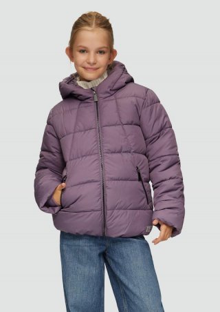s.Oliver Pufferjacke mit Fleece-Futter und Printdetail in der Kapuze - flieder