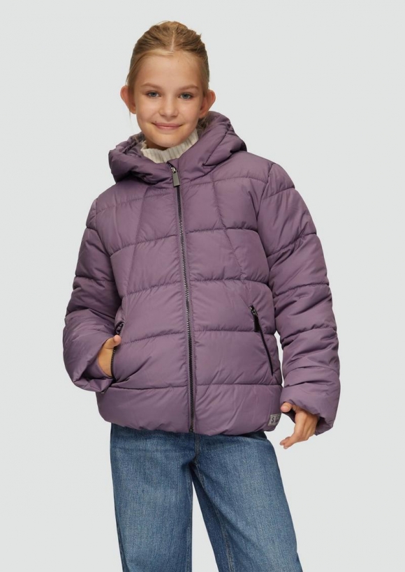 s.Oliver Pufferjacke mit Fleece-Futter und Printdetail in der Kapuze - flieder