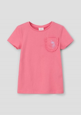 s.Oliver Locker geschnittenes T-Shirt mit Brusttasche - rosa