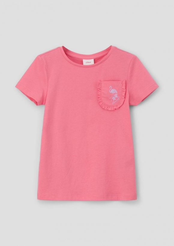 s.Oliver Locker geschnittenes T-Shirt mit Brusttasche - rosa