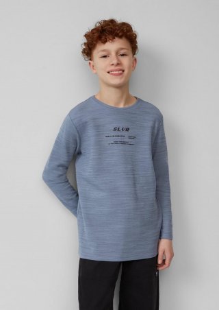 s.Oliver Strukturiertes Langarmshirt mit Frontprint - blassblau
