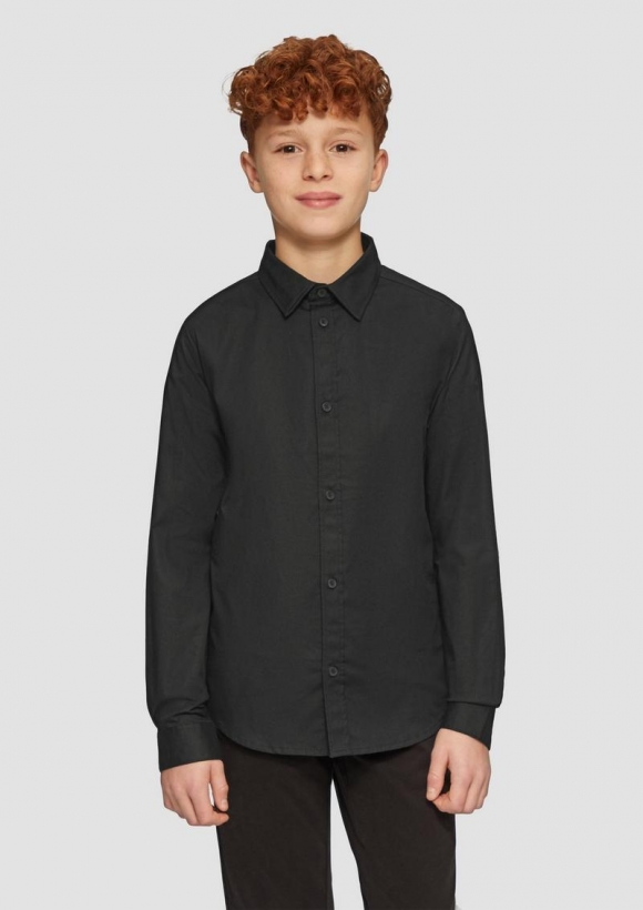 s.Oliver Popeline-Hemd im Slim Fit aus Baumwollstretch - schwarz