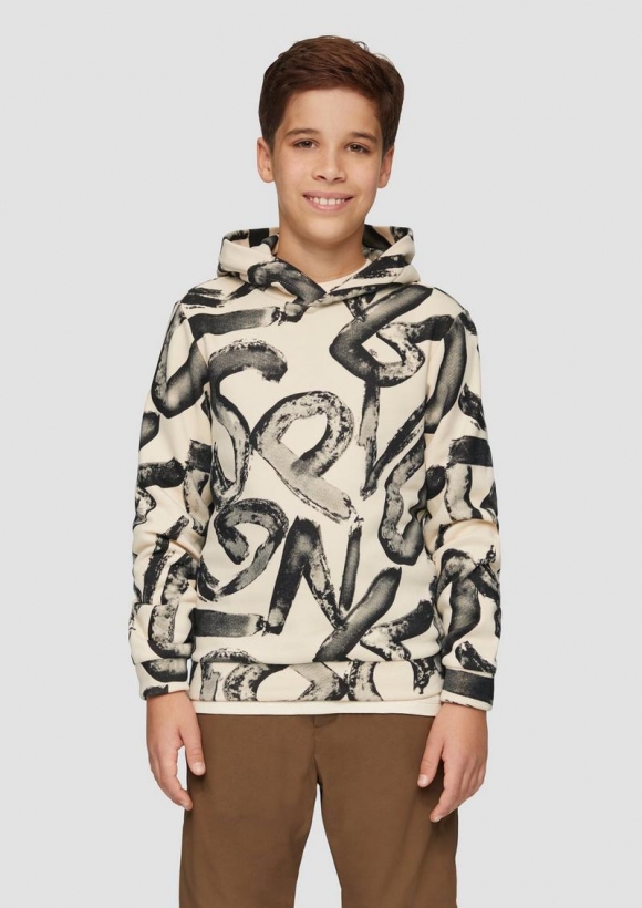 s.Oliver Wärmender Hoodie mit All-over-Print - beige