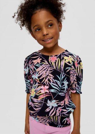 s.Oliver Kurze Viskosebluse mit Smok-Detail - navy