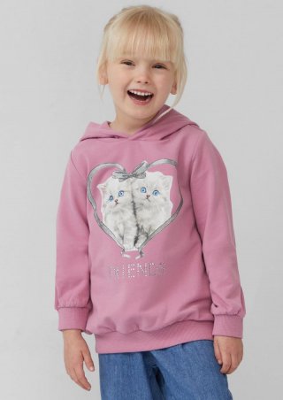 s.Oliver Hoodie mit Frontprint und Schmucksteinen - rosa