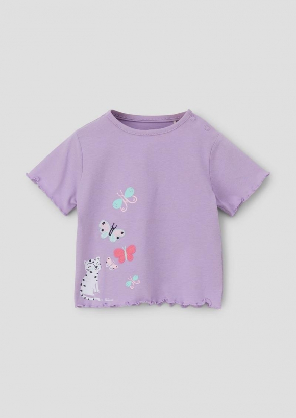 s.Oliver T-Shirt mit Rollsaum - lavendel
