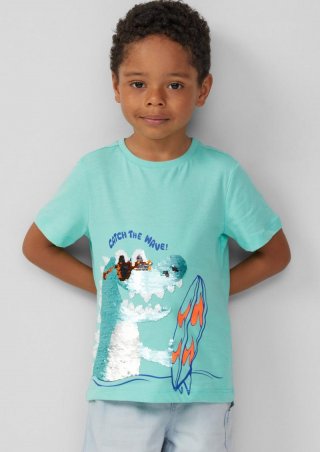 s.Oliver Jersey-T-Shirt mit Wendepailletten - türkis