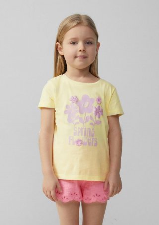 s.Oliver T-Shirt mit Glitzerprint und Applikation im Loose Fit - helles zitrone