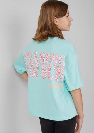 s.Oliver T-Shirt im Boxy Fit mit Rückenprint - helles türkis