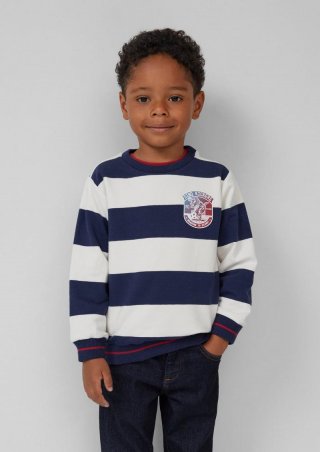 s.Oliver Gestreiftes Sweatshirt mit Rippbündchen - ecru