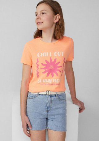 s.Oliver T-Shirt im Loose Fit mit Frontprint - orange