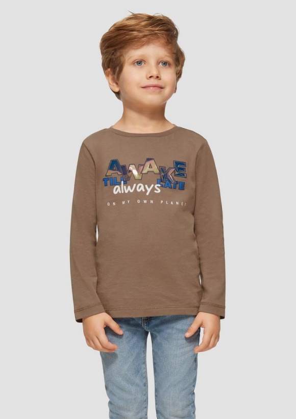 s.Oliver Weiches Longsleeve mit changierendem Effekt-Print - cognac