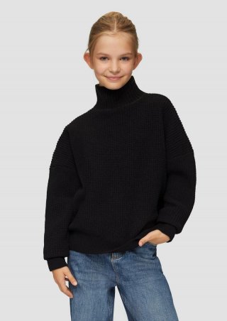 s.Oliver Strickpullover mit Stehkragen - schwarz
