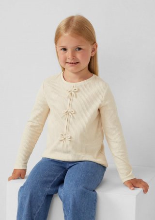 s.Oliver Langarmshirt aus Rippware mit Schleifendetails - helles beige