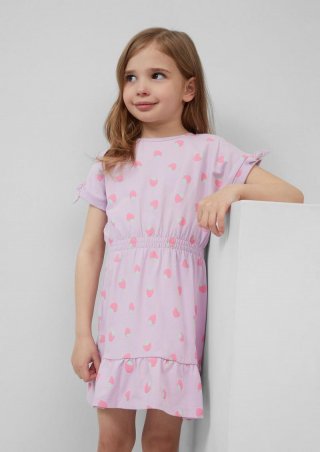 s.Oliver Kurzes Kleid mit All-over-Print und Raffung - rosa