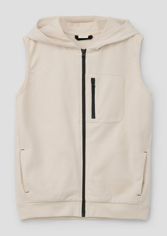 s.Oliver Sweat-Weste mit Kapuze - helles beige