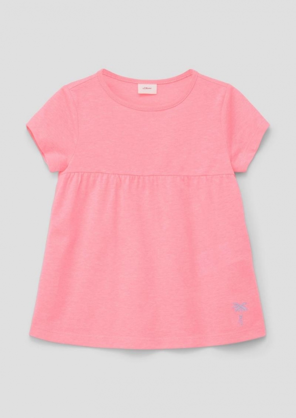 s.Oliver T-Shirt mit Teilungsnaht und Raffung - pink