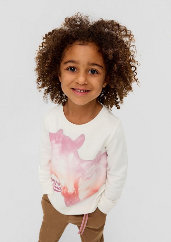 s.Oliver Sweatshirt mit Grafik-Print - ecru