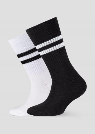 s.Oliver 2er-Pack Socken mit Streifen-Detail - schwarz