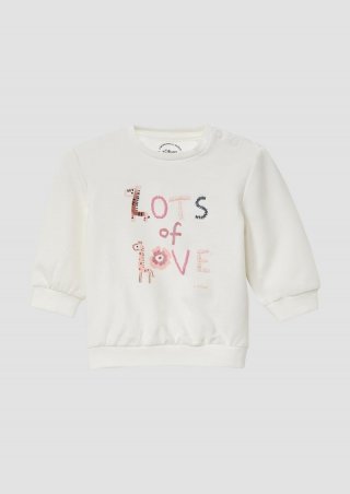 s.Oliver Leichtes Sweatshirt mit Puffärmeln und Glitzer-Print - ecru