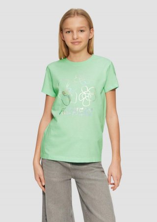 s.Oliver Jersey-T-Shirt mit Folienprint im Loose Fit - hellgrün