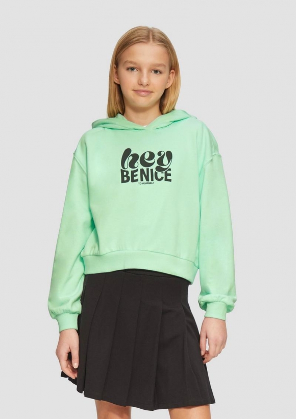 s.Oliver Oversized Kapuzen-Sweatshirt mit Front-Print - ozeangrün