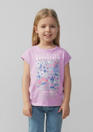 s.Oliver T-Shirt mit Glitzerprint in V-Shape - flieder