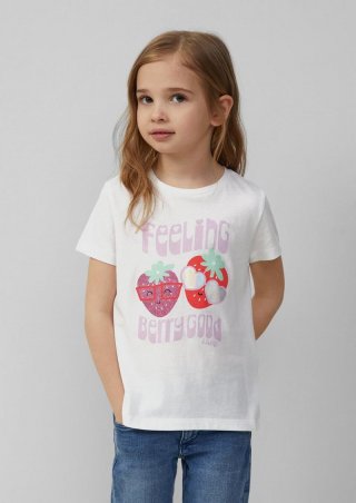 s.Oliver Jersey-T-Shirt im Loose Fit mit Effektprint - weiß