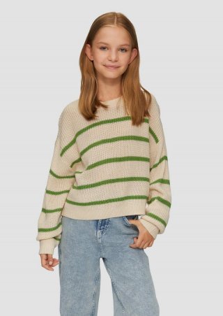 s.Oliver Geringelter Strickpullover - helles sand