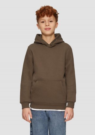 s.Oliver Hochwertiger Hoodie mit Stickerei - mokka