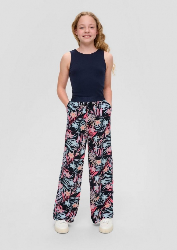 s.Oliver Loose: Hose aus Viskose-Crêpe - navy