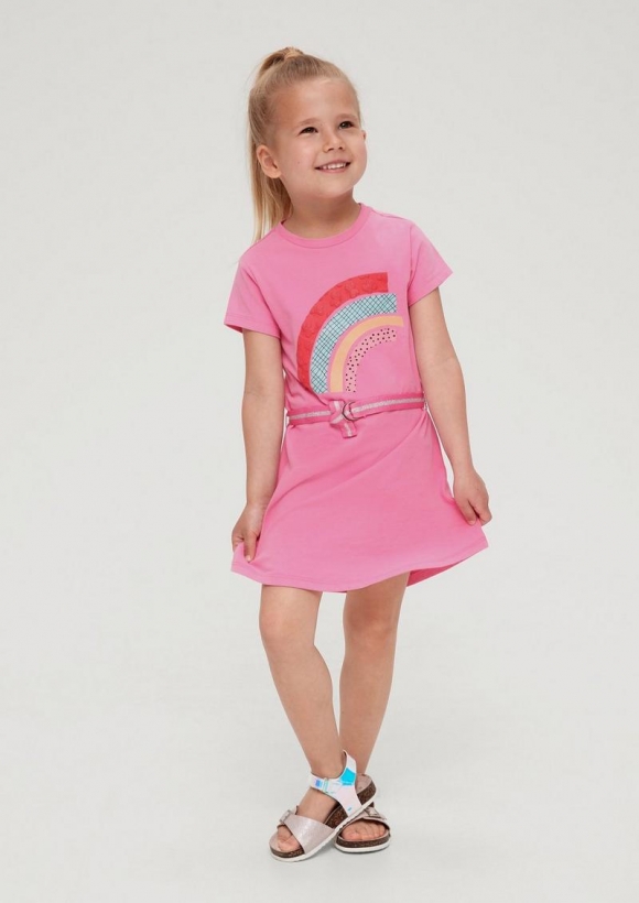 s.Oliver Kleid mit Glitzer-Gürtel - pink