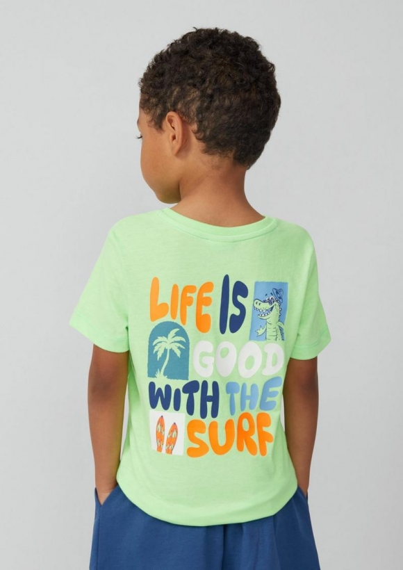 s.Oliver Jersey-T-Shirt mit Front- und Rückenprint - neon