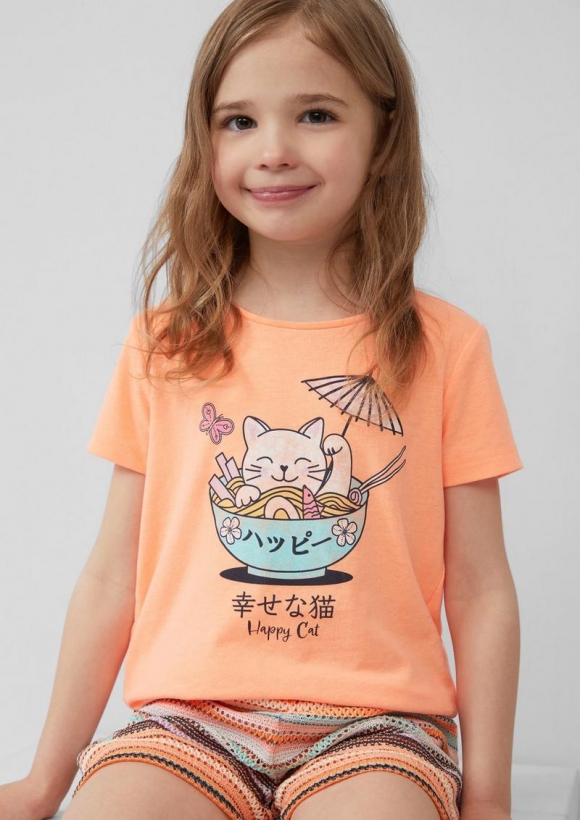 s.Oliver T-Shirt mit Frontprint im Loose Fit - orange