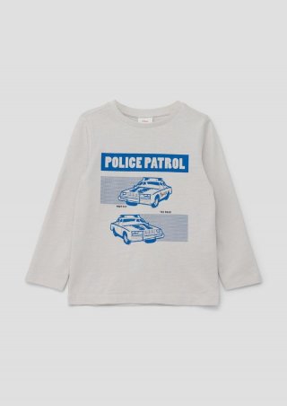 s.Oliver Langarmshirt mit gummiertem Frontprint - hellgrau