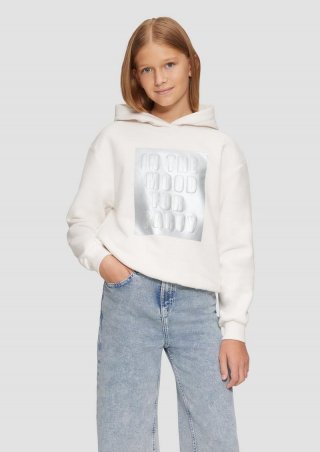 s.Oliver Wärmender Hoodie mit Metallic-Print - ecru