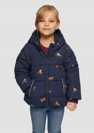 s.Oliver Steppjacke mit schimmerndem Print und Fleecefutter - navy