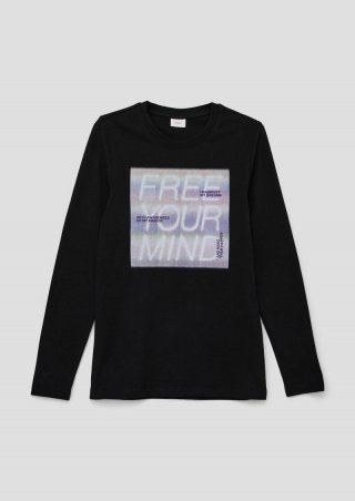s.Oliver Longsleeve mit Frontprint - schwarz