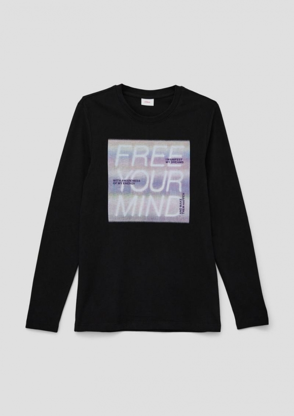 s.Oliver Longsleeve mit Frontprint - schwarz