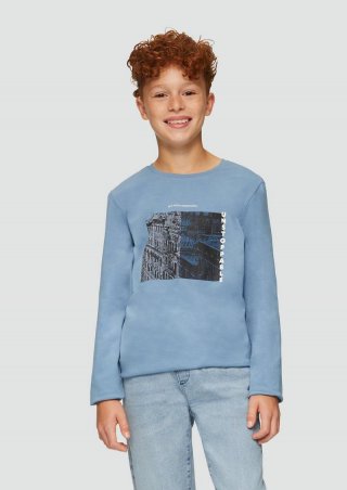 s.Oliver Longsleeve mit Frontprint im Loose Fit - blassblau