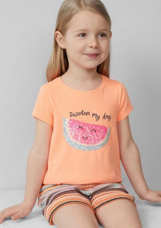 s.Oliver T-Shirt mit Print und Pailletten - orange
