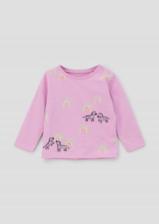 s.Oliver Langarmshirt mit Glitzerprint - rosa